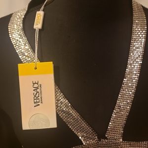 New w Tags Versace Couture Black Sequin Top